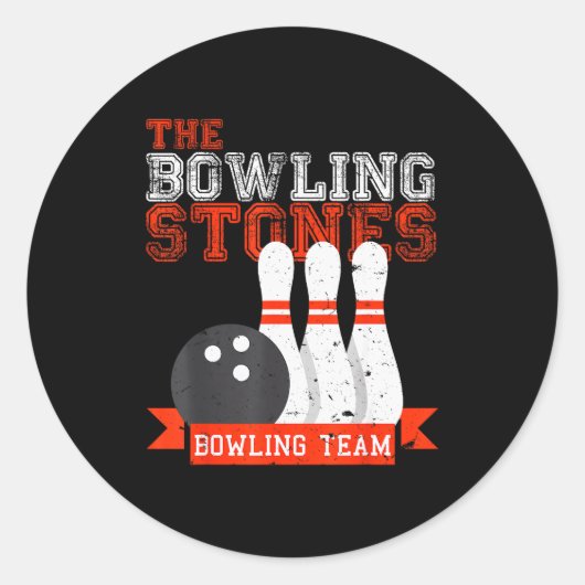 Funny Bowling Stones - Bowl Srts Team Ronde Sticker (Voorkant)