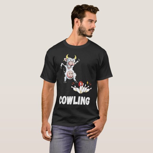 Funny Bowling Strike Bowling Pin Cow Bowler Bowlin T-shirt (Voorkant volledig)