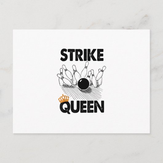 Funny Bowling Strike Queen Tee Shirt Mannen Vrouwe Aankondigingskaart (Voorkant)