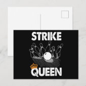 Funny Bowling Strike Queen Tee Shirt Mannen Vrouwe Uitnodiging Briefkaart (Voorkant / Achterkant)