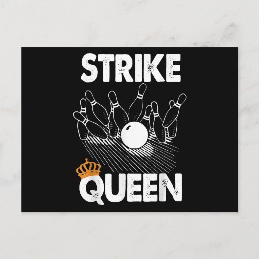 Funny Bowling Strike Queen Tee Shirt Mannen Vrouwe Uitnodiging Briefkaart (Voorkant)