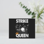 Funny Bowling Strike Queen Tee Shirt Mannen Vrouwe Uitnodiging Briefkaart (Staand voorkant)
