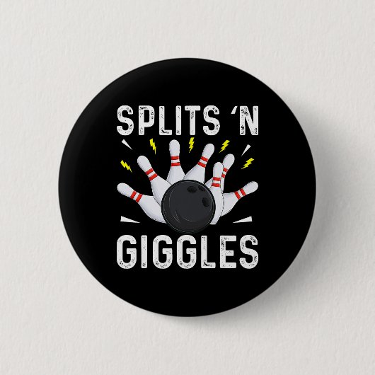 Funny Bowling Team Splits Giggles 1 Ronde Button 5,7 Cm (Voorkant)