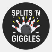 Funny Bowling Team Splits Giggles 1 Ronde Sticker (Voorkant)