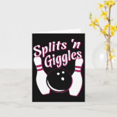 Funny Bowling Team Splits Giggles Kaart (Gele Bloem)