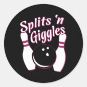 Funny Bowling Team Splits Giggles Ronde Sticker (Voorkant)