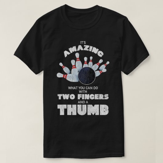 Funny Bowling Two Fingers And A Thumb Lucky Pin Bo T-shirt (Design voorkant)