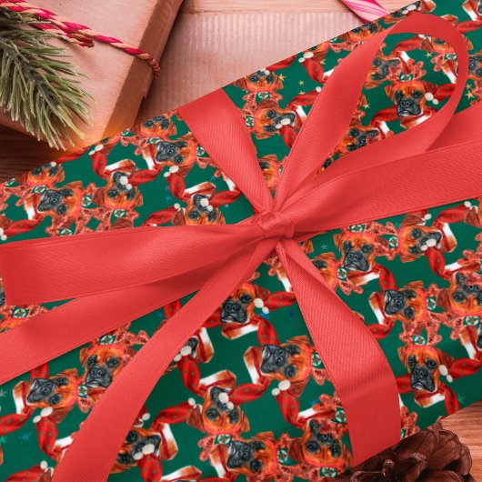 Funny Boxer Breed Kerstpatroon Cadeaupapier