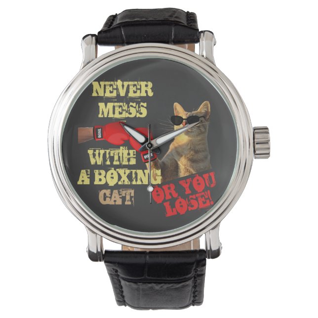 Funny Boxer Cat | Cute Cat Lovers Keepomwille Horloge (Voorkant)