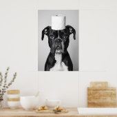 Funny Boxer Dog Bathroom Print, Toilet Paper Roll Poster (Keuken)