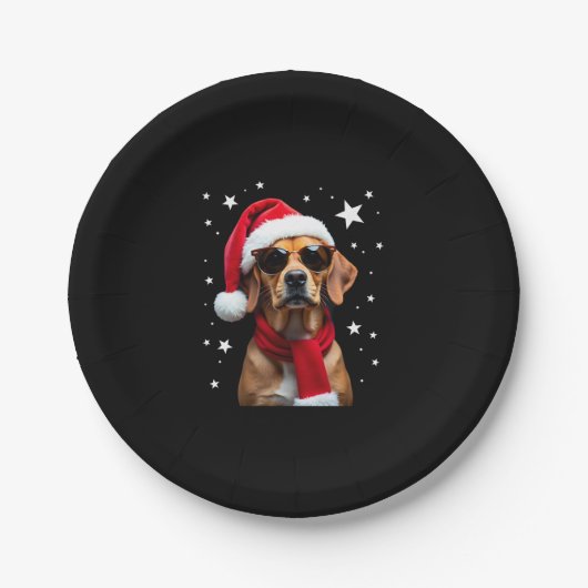 Funny Boxer Dog Christmas Lights Xmas Outfit Pajam Papieren Bordje (Voorkant)