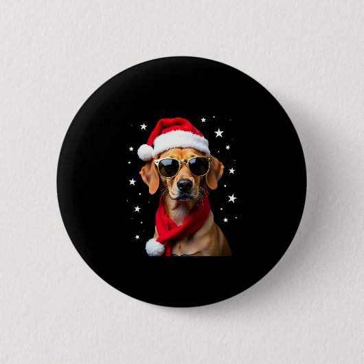 Funny Boxer Dog Christmas Lights Xmas Outfit Pajam Ronde Button 5,7 Cm (Voorkant)