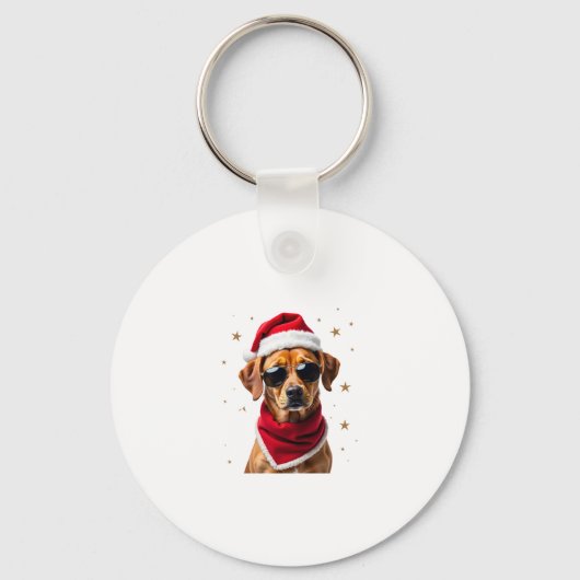 Funny Boxer Dog Christmas Lights Xmas Outfit Pajam Sleutelhanger (Voorkant)
