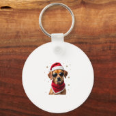 Funny Boxer Dog Christmas Lights Xmas Outfit Pajam Sleutelhanger (Voorkant)