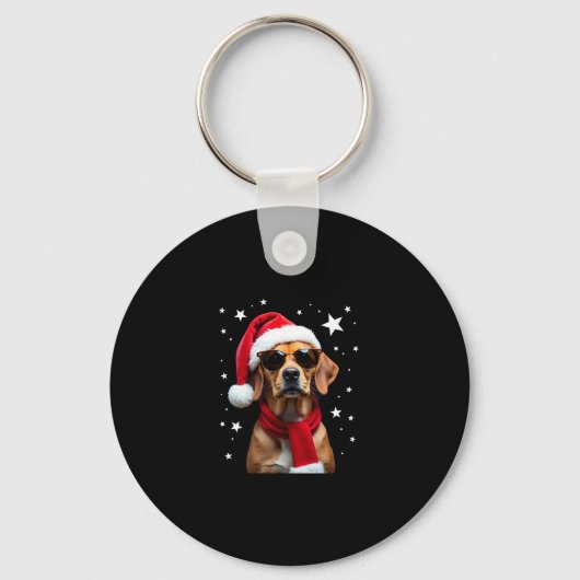 Funny Boxer Dog Christmas Lights Xmas Outfit Pajam Sleutelhanger (Voorkant)