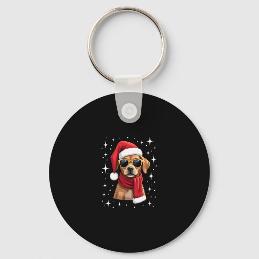 Funny Boxer Dog Christmas Lights Xmas Outfit Pajam Sleutelhanger (Voorkant)