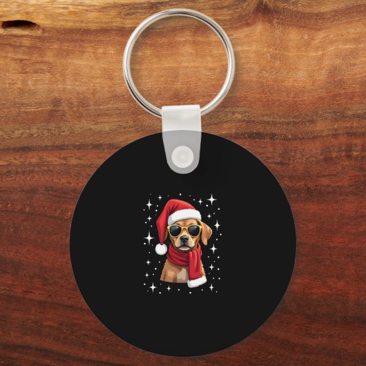 Funny Boxer Dog Christmas Lights Xmas Outfit Pajam Sleutelhanger (Voorkant)