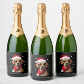 Funny Boxer Dog Christmas Lights Xmas Outfit Pajam Sparkling Wijnetiket (Flessen)