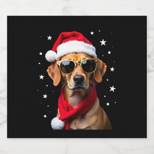 Funny Boxer Dog Christmas Lights Xmas Outfit Pajam Sparkling Wijnetiket (Enkel label)