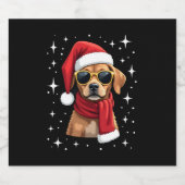Funny Boxer Dog Christmas Lights Xmas Outfit Pajam Sparkling Wijnetiket (Enkel label)