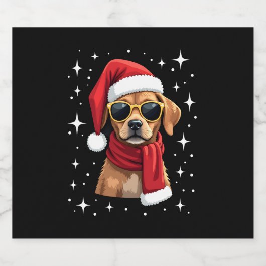 Funny Boxer Dog Christmas Lights Xmas Outfit Pajam Sparkling Wijnetiket (Enkel label)