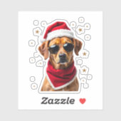 Funny Boxer Dog Christmas Lights Xmas Outfit Pajam Sticker (Vel)