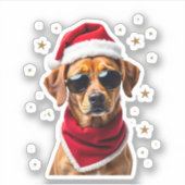 Funny Boxer Dog Christmas Lights Xmas Outfit Pajam Sticker (Voorkant)
