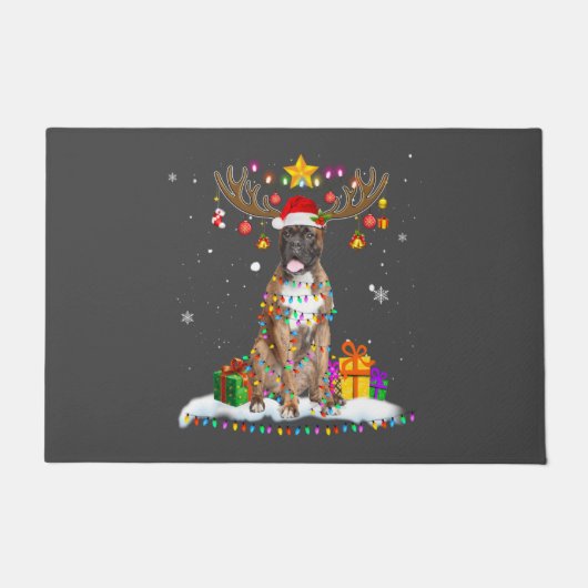 Funny Boxer Dog Christmas Tee Reindeer Christmas Deurmat (Voorkant)