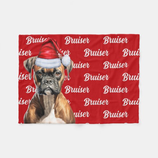Funny Boxer Dog Name Patterned Kerstmis Fleece Deken (Voorkant (Horizontaal))