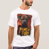 Funny Boxer Dog - Paws of Fury Design T-shirt (Voorkant)