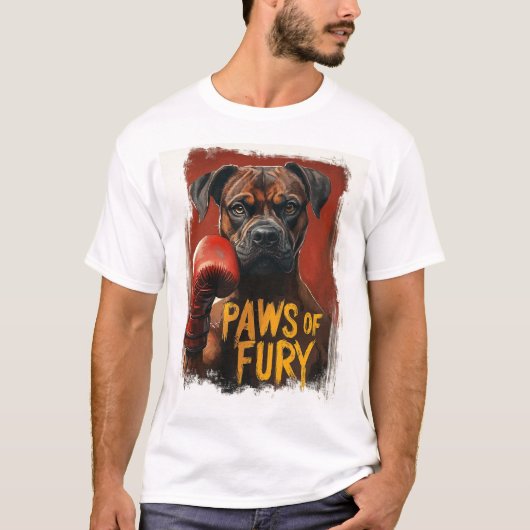 Funny Boxer Dog - Paws of Fury Design T-shirt (Voorkant)