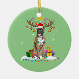 Funny Boxer Dog T-shirt Reindekerst Keramisch Ornament
