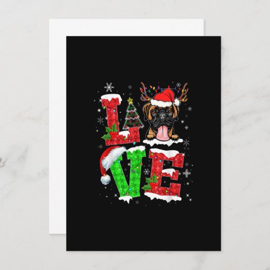 Funny Boxer Dog Tree kerstlampjes Pajama Kaart (Voorkant / Achterkant)