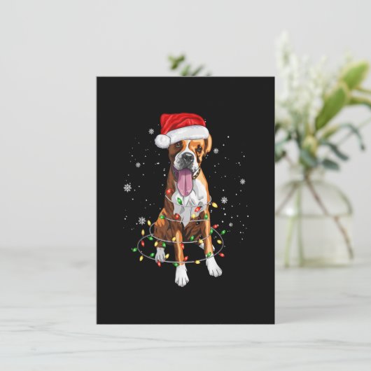 Funny Boxer Dog Tree kerstlampjes Pajama Kaart (Staand voorkant)