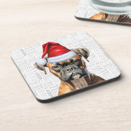 Funny Boxer Dog Wof Word Art Holiday Bier Onderzetter