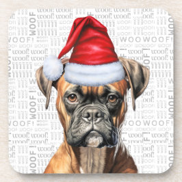 Funny Boxer Dog Wof Word Art Holiday Bier Onderzetter