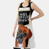 Funny boxer dog zit op snacks voor waterverf kunst schort (Insitu)