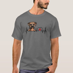 Funny Boxer Heartbeat Hondenliefhebber T-shirt
