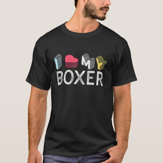 Funny Boxer Hondenras Ik hou van mijn boxer T-shirt (Voorkant)