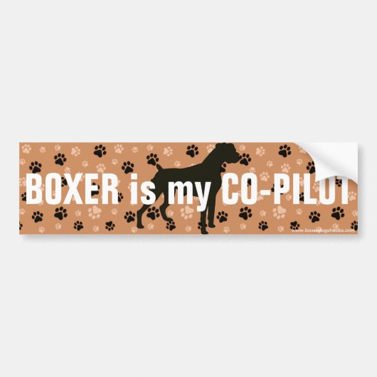 Funny BOXER is mijn Co-PILOT Dog Bumpersticker (Voorkant)