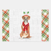Funny Boxer Kerstmis Dog en Holiday Pset Inpakpapier Vel (Voorkant)