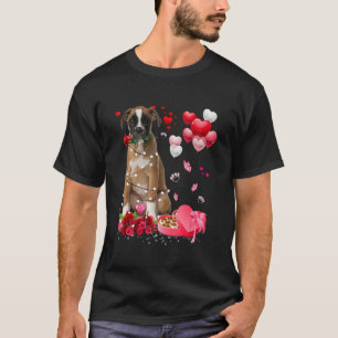 Funny Boxer Roos Heart Happy Valentine Day Dog mam T-shirt