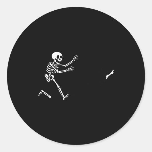Funny Boxer Running Skeleton Halloween Ronde Sticker (Voorkant)