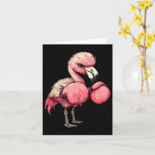 Funny Boxing Flamingo met Roze Handschoenen Kinder Kaart (Gele Bloem)