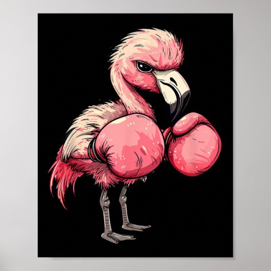 Funny Boxing Flamingo met Roze Handschoenen Kinder Poster (Voorkant)