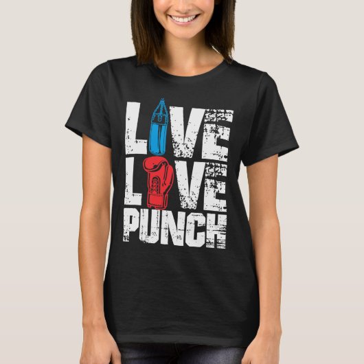 Funny Boxing Glove T-shirt Live Love Punch (Voorkant)