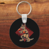 Funny boxing Kangaroos met handschoenen Boxer Punc Sleutelhanger (Voorkant)
