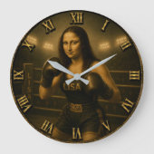 Funny Boxing Mona Lisa Boxing Champion Gift Grote Klok (Voorkant)