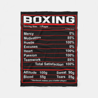 Funny Boxing Nutrition Facts Boxer Fleece Deken