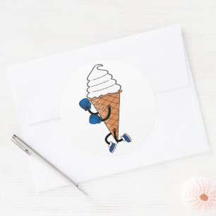 Funny Boxing Sports Ice Cream Cone Cartoon Ronde Sticker